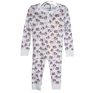 Roller Rabbit Girls Size 4 Pink Mouse Gym Rats PJs Pajama‎ Set
